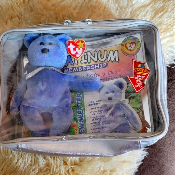 Ty Other - Ty Beanie Babies Platinum Edition Club Kit 9" Clubby II, Purple Bear With Tag